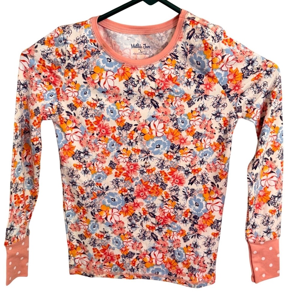 Matilda Jane Floral Long Sleeve Top Girls Size 8 Peach Dot Cuffs